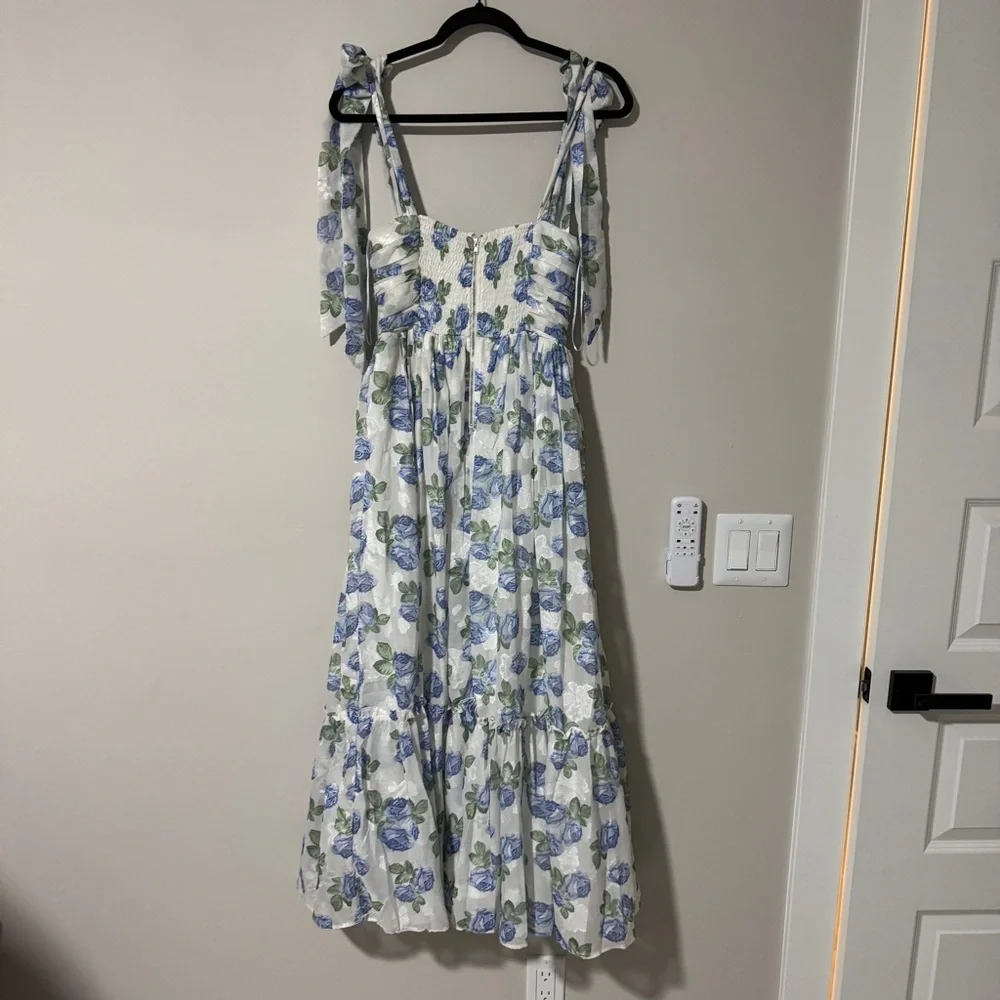 PETAL & PUP FLORET MIDI DRESS - BLUE Size Small - Picture 6 of 8